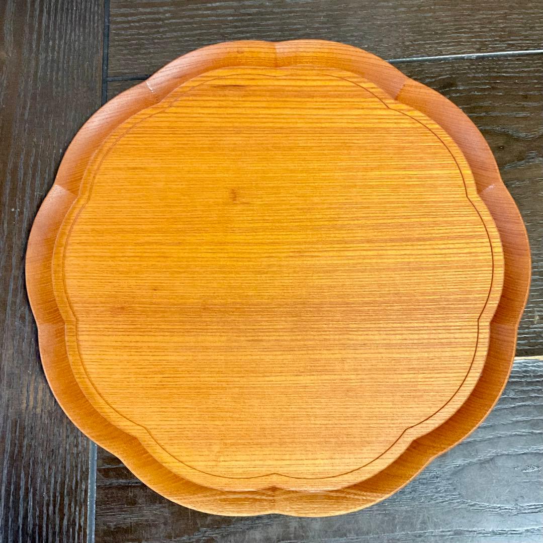 四十沢木材工芸 KITO 輪花盆 ケヤキ お盆 大