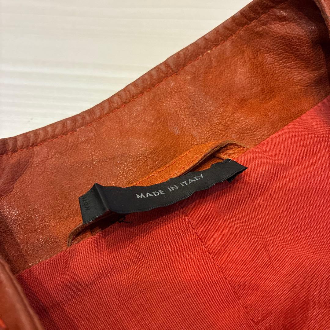 イタリア製 ジルサンダー シングルライダース 48 レザージャケット オレンジ