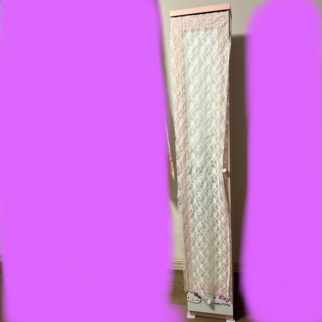 ハローキティ キティちゃん　レース付き　ミラー付きピンク棚
