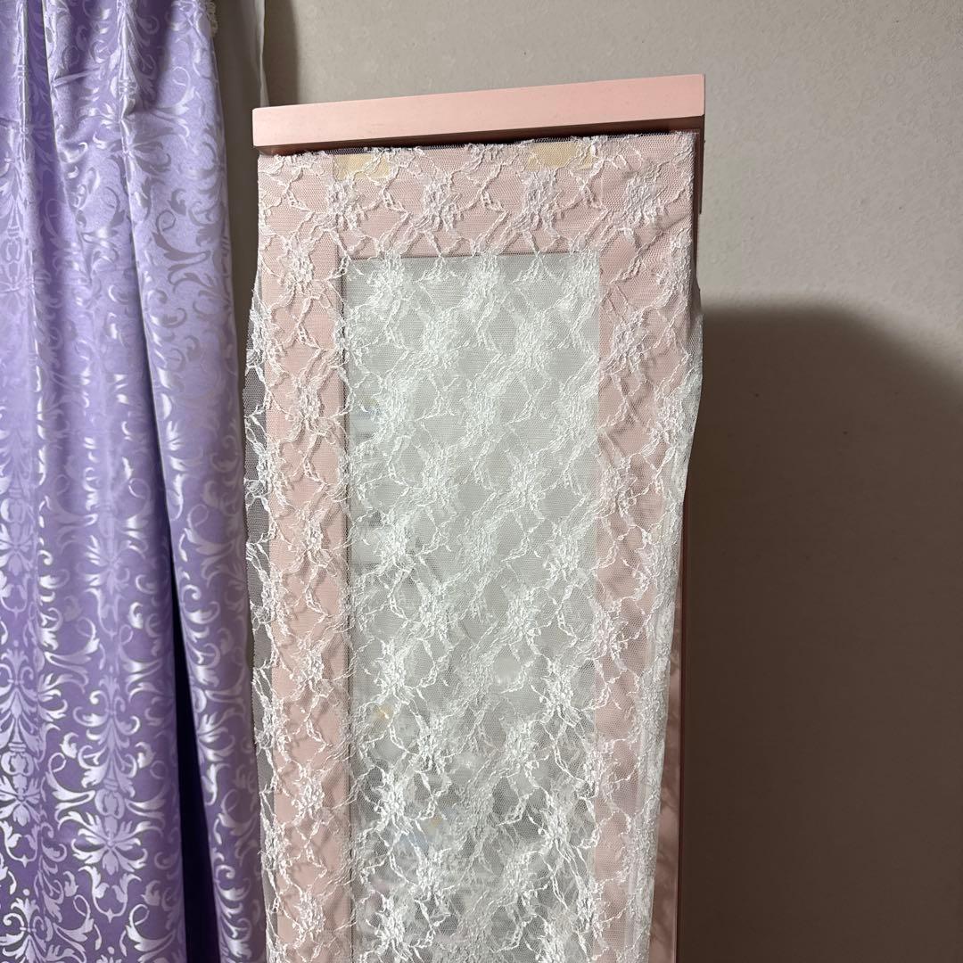 ハローキティ キティちゃん　レース付き　ミラー付きピンク棚