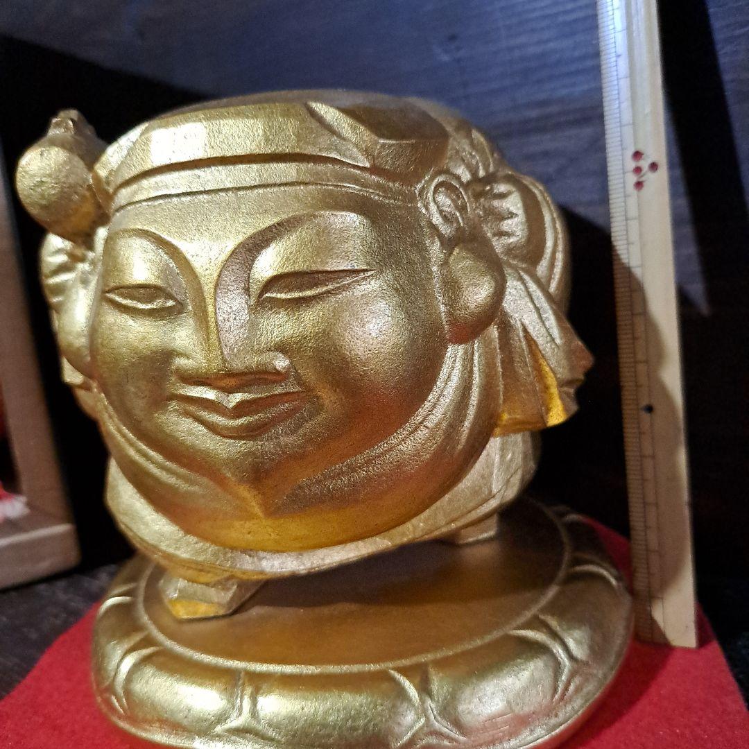 平櫛田中拜刀作　福聚大黒天尊像　共箱　金箔像　 古展出品作品 　昭和30年出品作