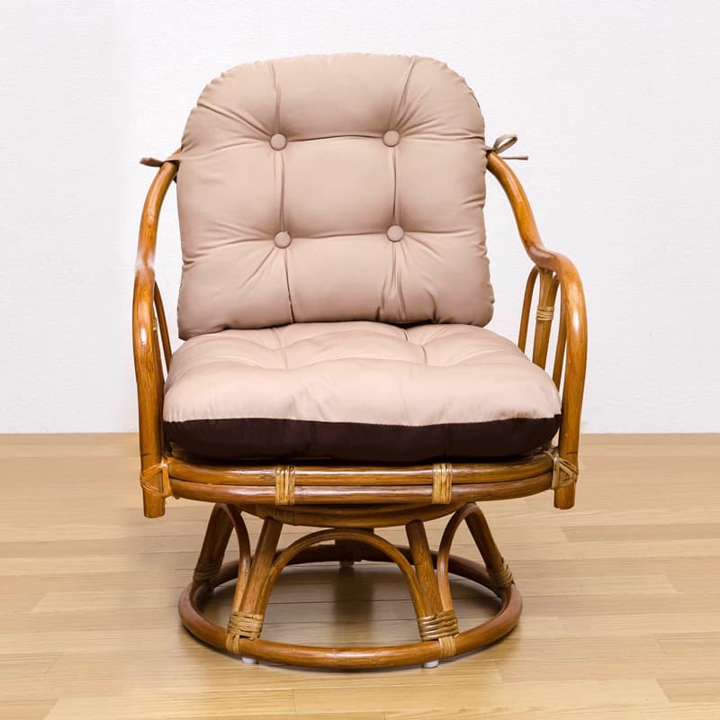 【送料無料】リバーシブル回転座椅子 クッション アームチェア イス ブラウン