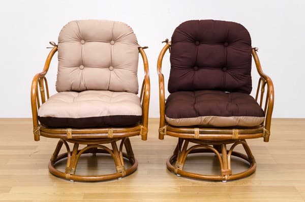 【送料無料】リバーシブル回転座椅子 クッション アームチェア イス ブラウン