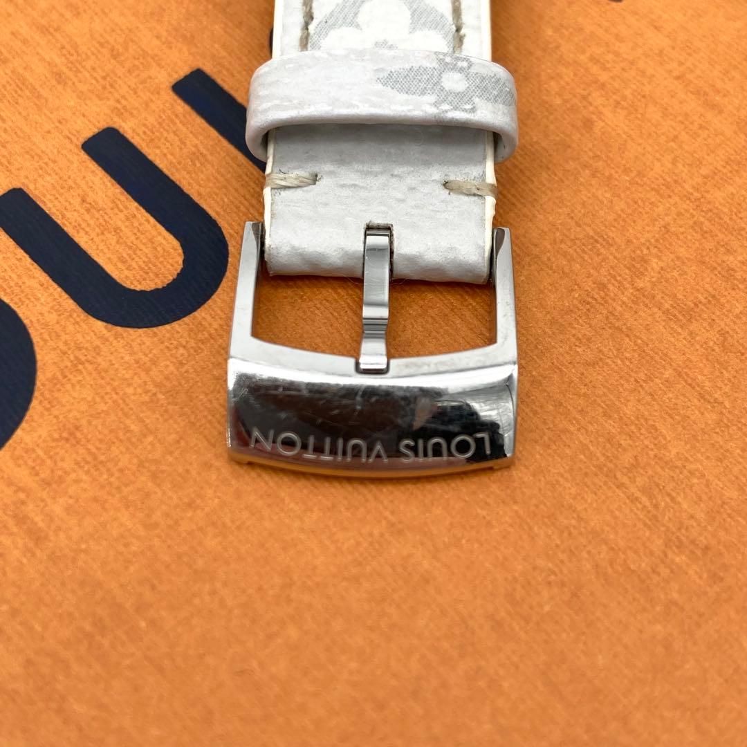 ルイヴィトン タンブール ベルト モノグラム ワンタッチ ホワイト グレー