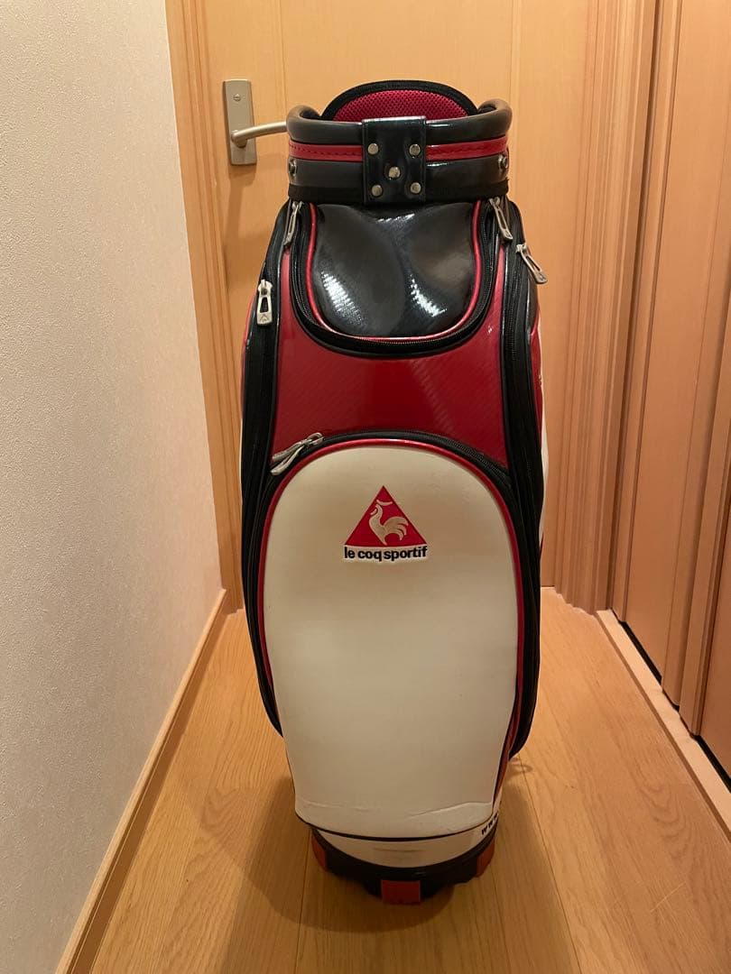 le coq sportif キャディバッグ ホワイト/レッド/ブラック