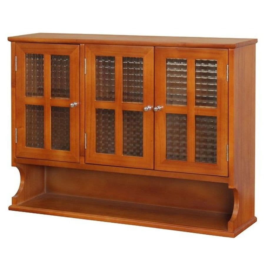 調味料　キッチン収納ラック幅65　ブラウン　ガラス３枚扉