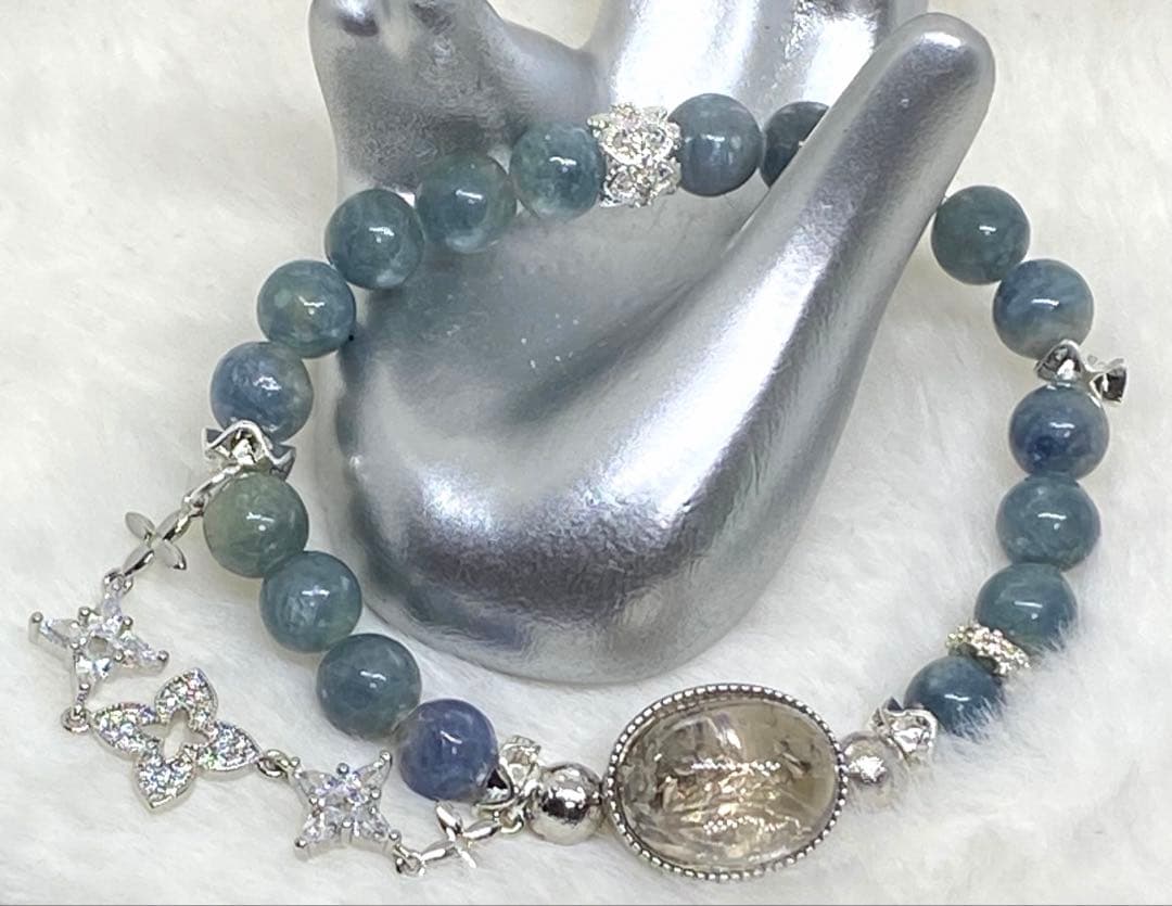 スモーキーシトリン水入り水晶　サファイア　S925 ギベオン　魔除け　金運　癒し