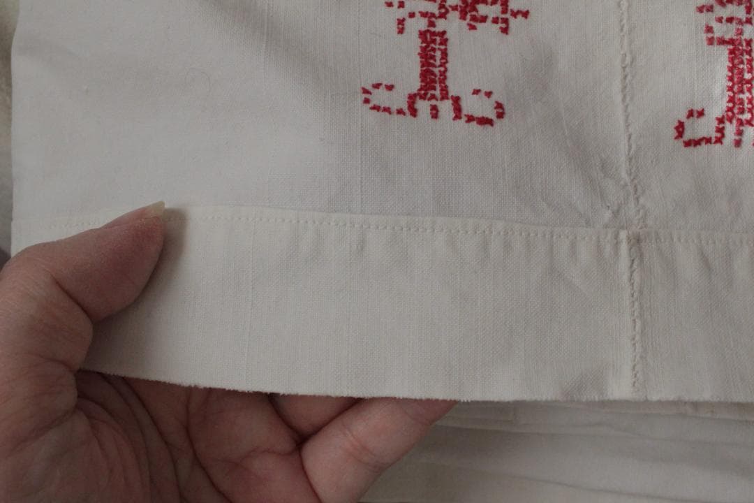 フランスアンティークイニシャル“FB”シーツモノグラム刺繍