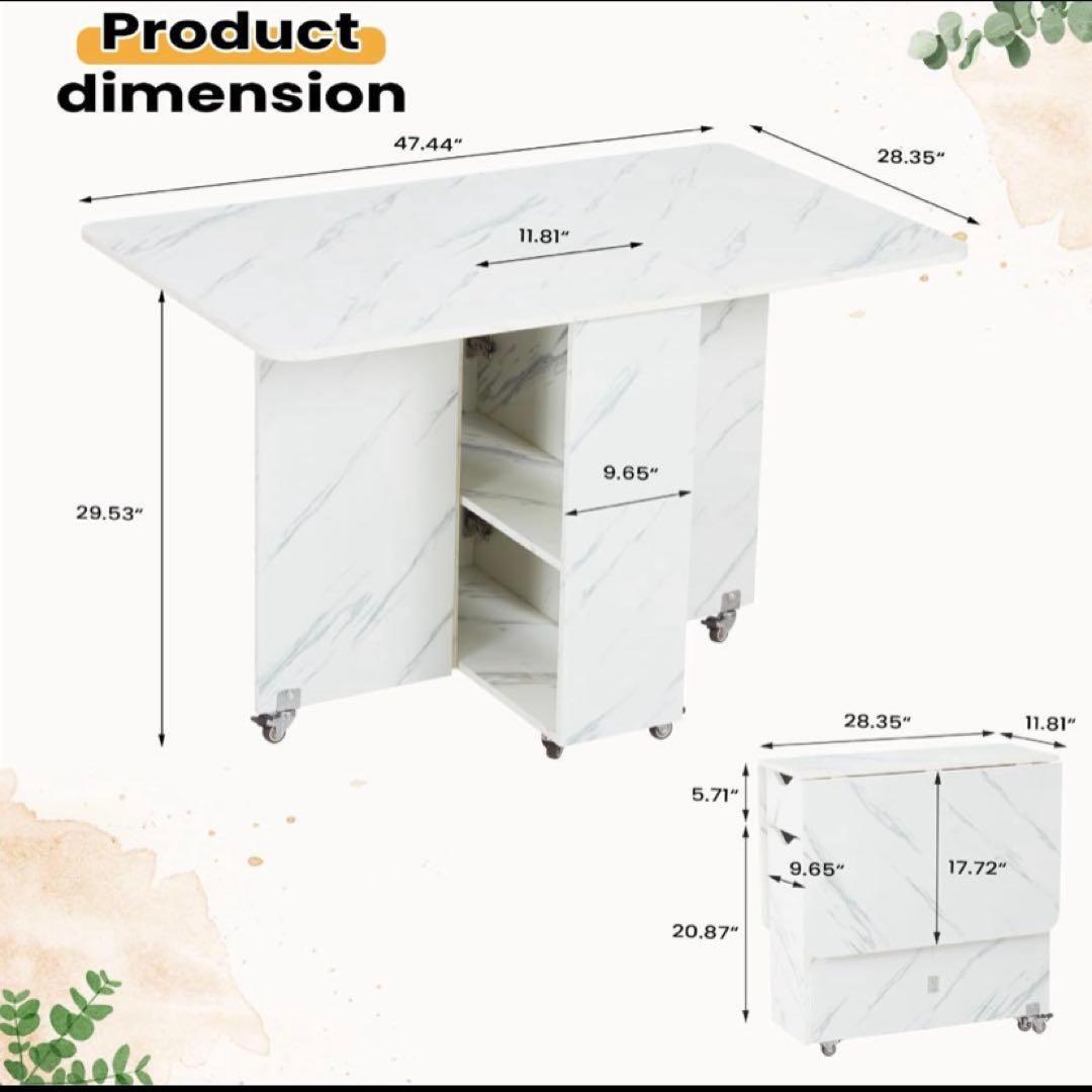 ☘️折りたたみダイニングテーブル 万能ドロップリーフダイニングテーブル ロック可