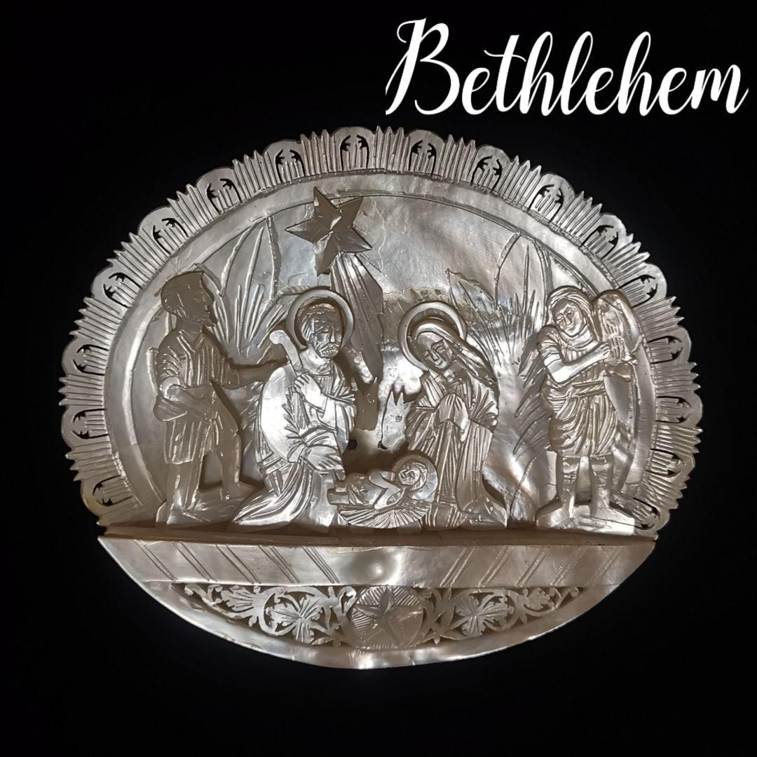 ヴィンテージベツレヘムパール　キリストの降誕スタンド付きレリーフ　クリスマス飾り