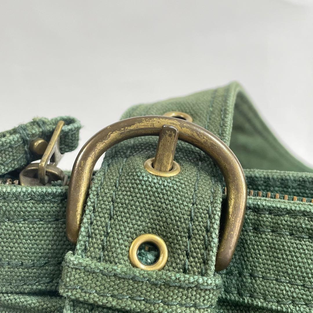美品　DIESELディーゼルY2K メタルロゴ トートバッグ グリーン