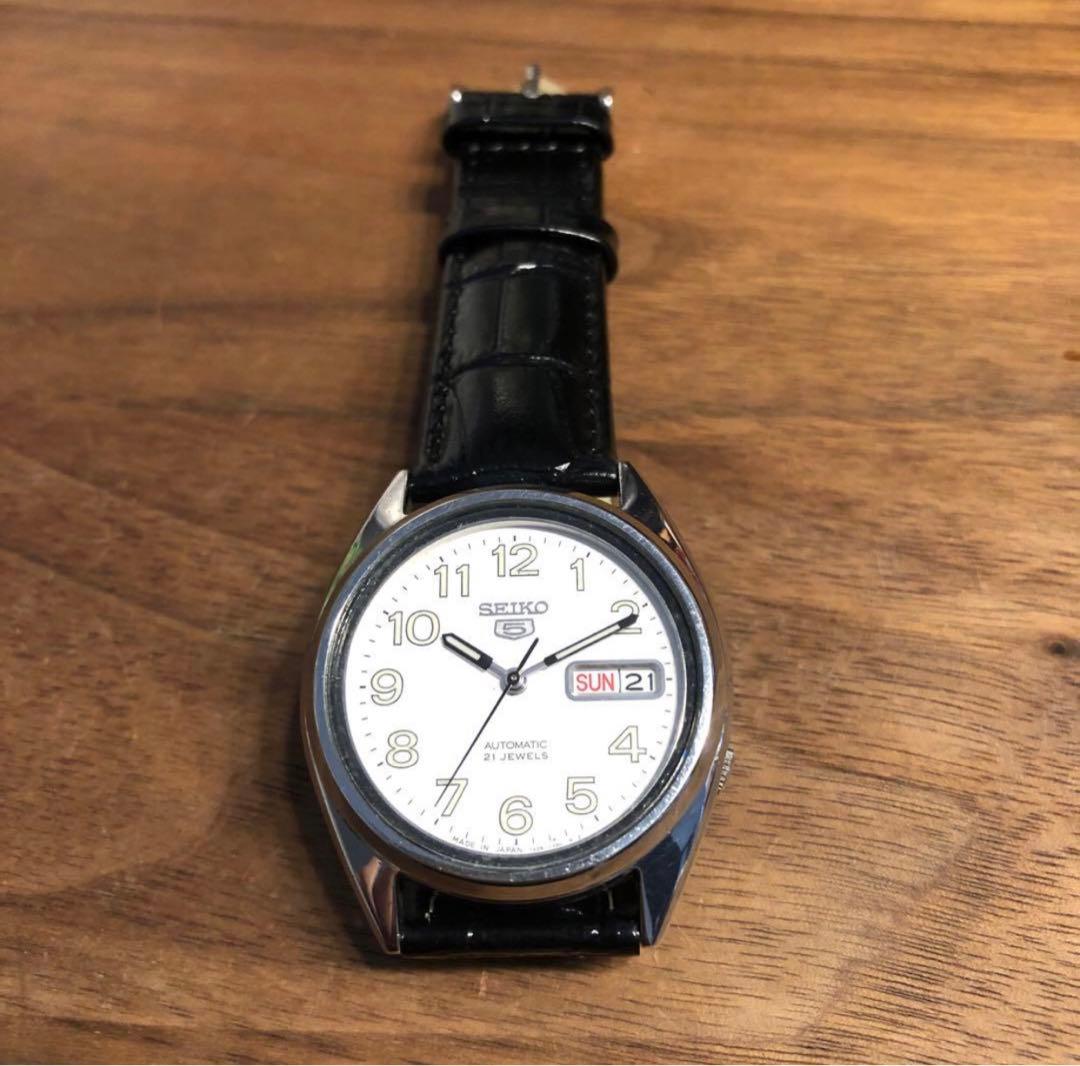 【SEIKO】SEIKO5 自動巻 セイコーファイブ　アラビア　シルバー
