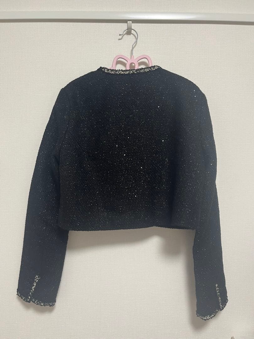 新品　ダーリッチ　Darich スパンコールツイードジャケット　ブラックF