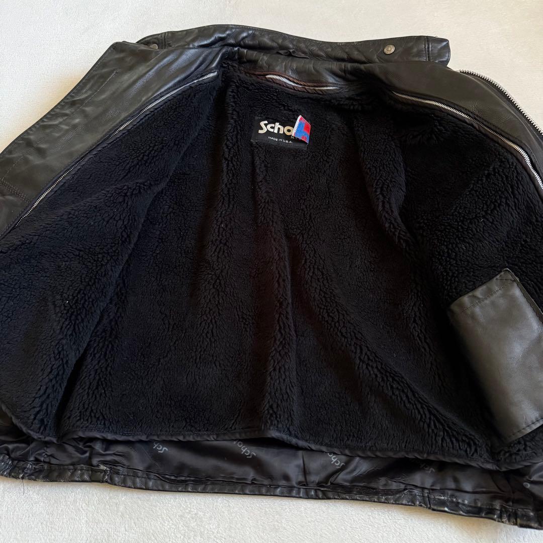 Schottレザージャケット ブラック ボアライナー付属 44