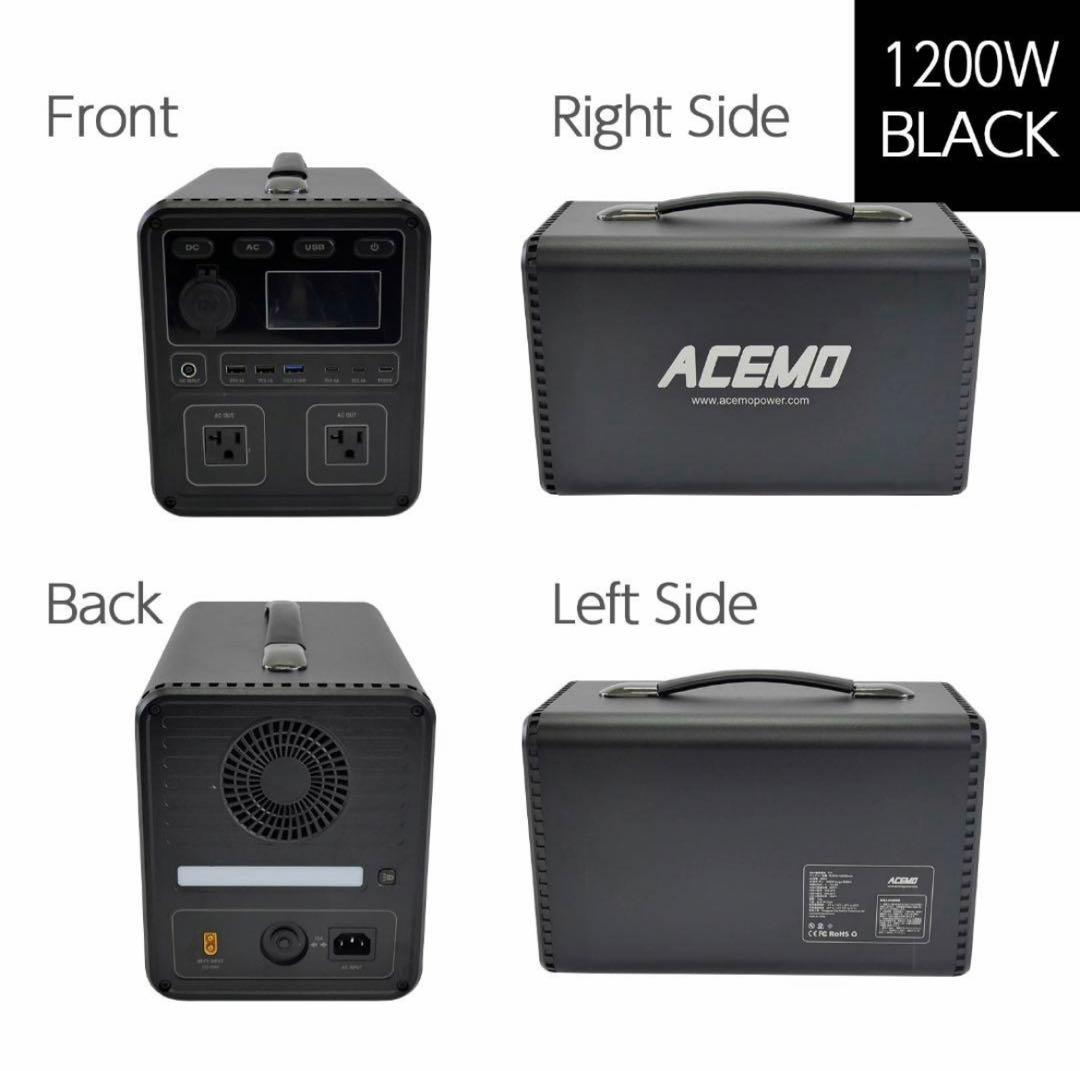 ポータブル電源 大容量 家庭蓄電池 1200w 小型 軽量 アウトドア キャンプ