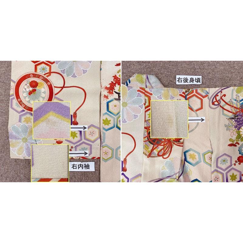 511ag48着物のみ, 511ag39着物のみ◎七五三 七歳 セミアンティーク