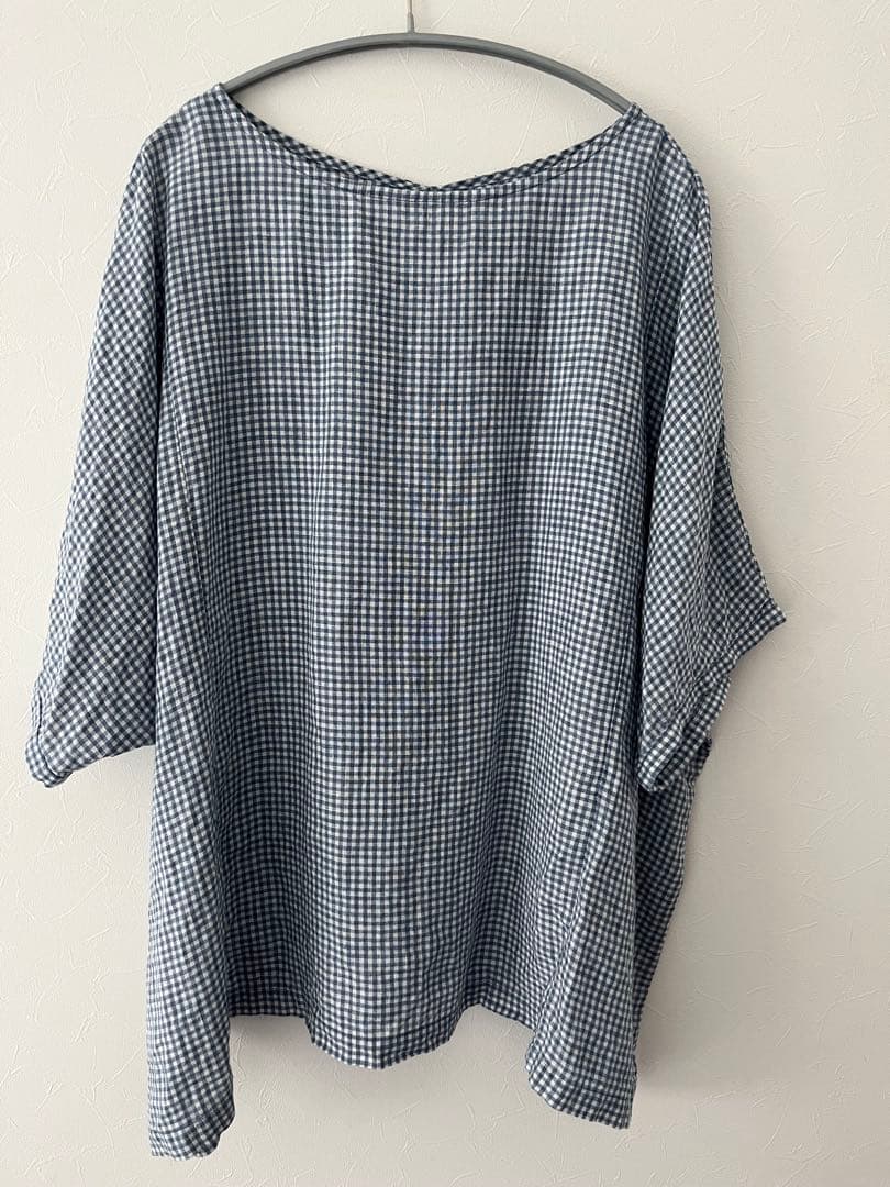 ネストローブ　リネンドルマンスリーブ2wayブラウスnest Robe ギンガム