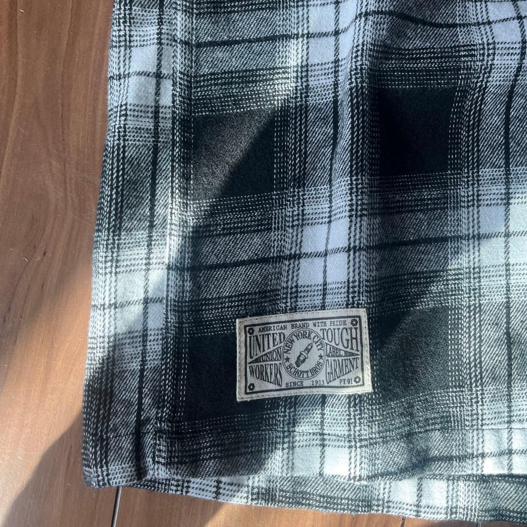 Schott ブラック/ホワイト チェックネルシャツ Lサイズ