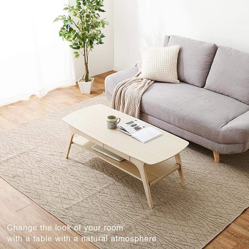 【新品】木目調テーブル　引出し付き　棚付き　スタイリッシュ　アウトレット