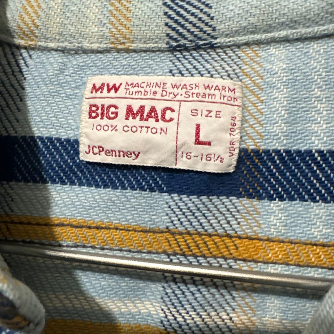 70's BIGMAC ネルシャツ 単色タグ 好配色チェック ブルー系