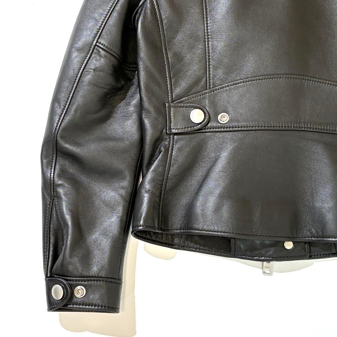 良品★ coach コーチ シングルライダースジャケット ラムレザー レディース