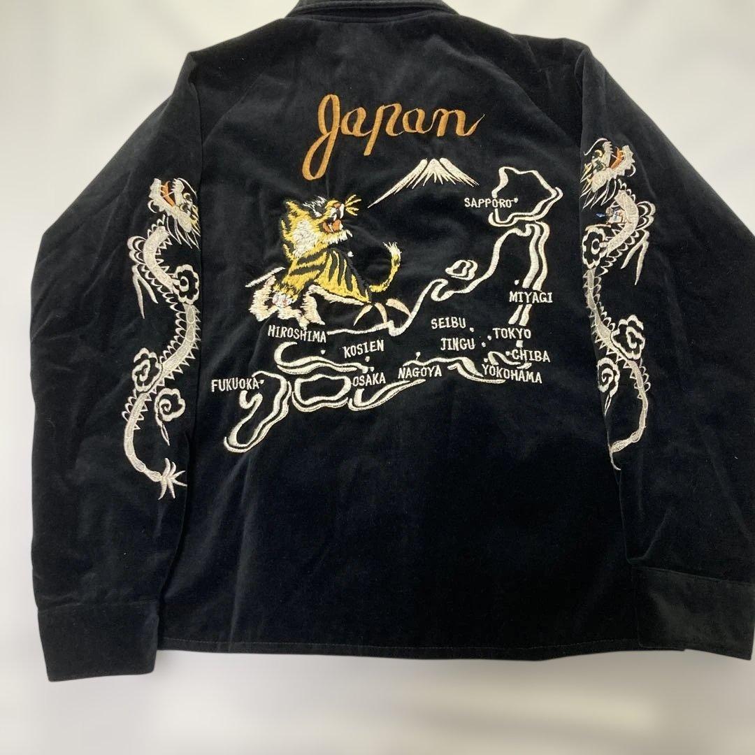 黒乃別珍 襟付 ベトジャン スカジャン スーベニアジャケット 豪華刺繍多数 M