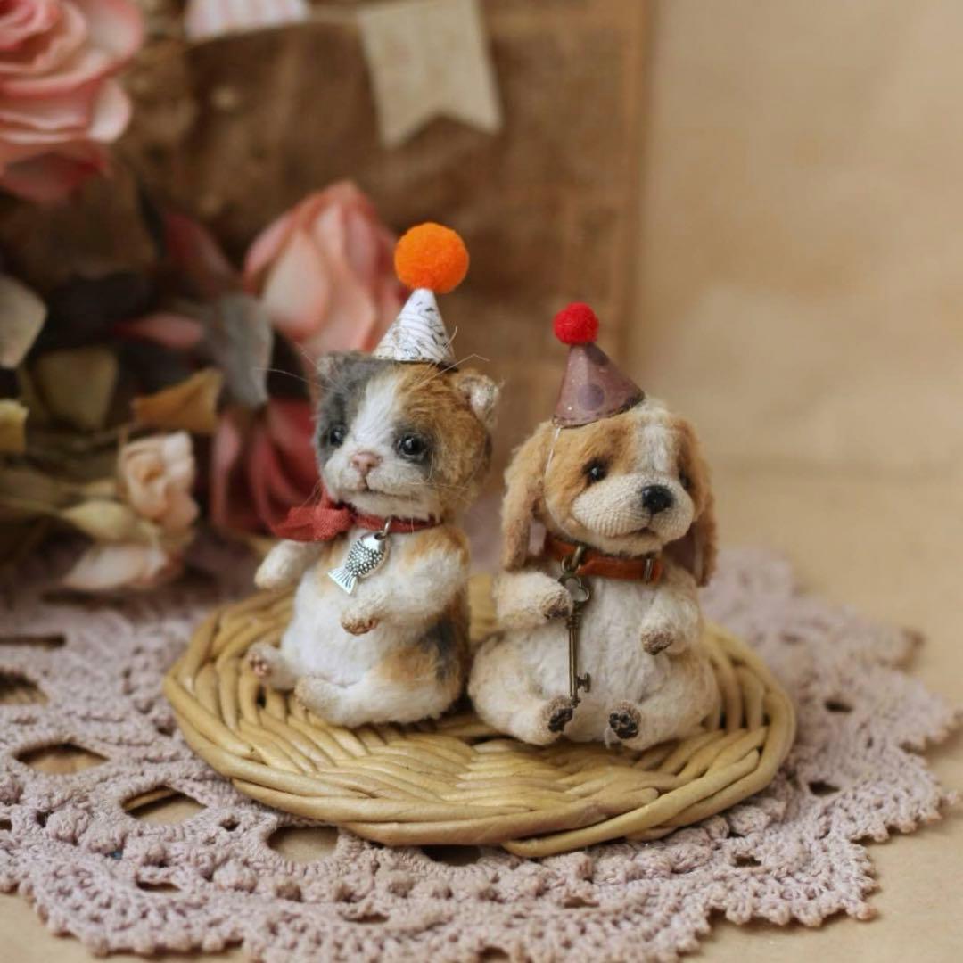 期待を込めて 仔猫 仔犬 アーティストベア 海外作家様 ハンドメイド ロシア