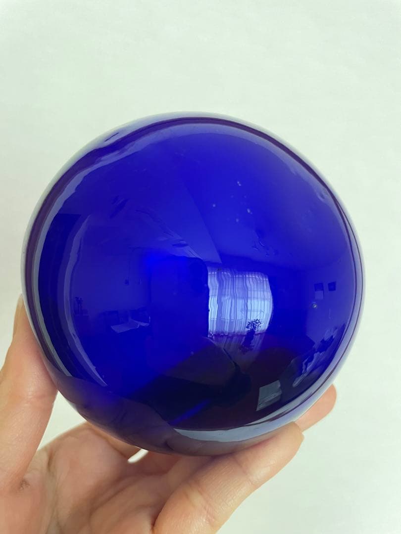 【美品・レア】デンマーク購入 ガラス製浮き球 コバルトブルー オブジェ