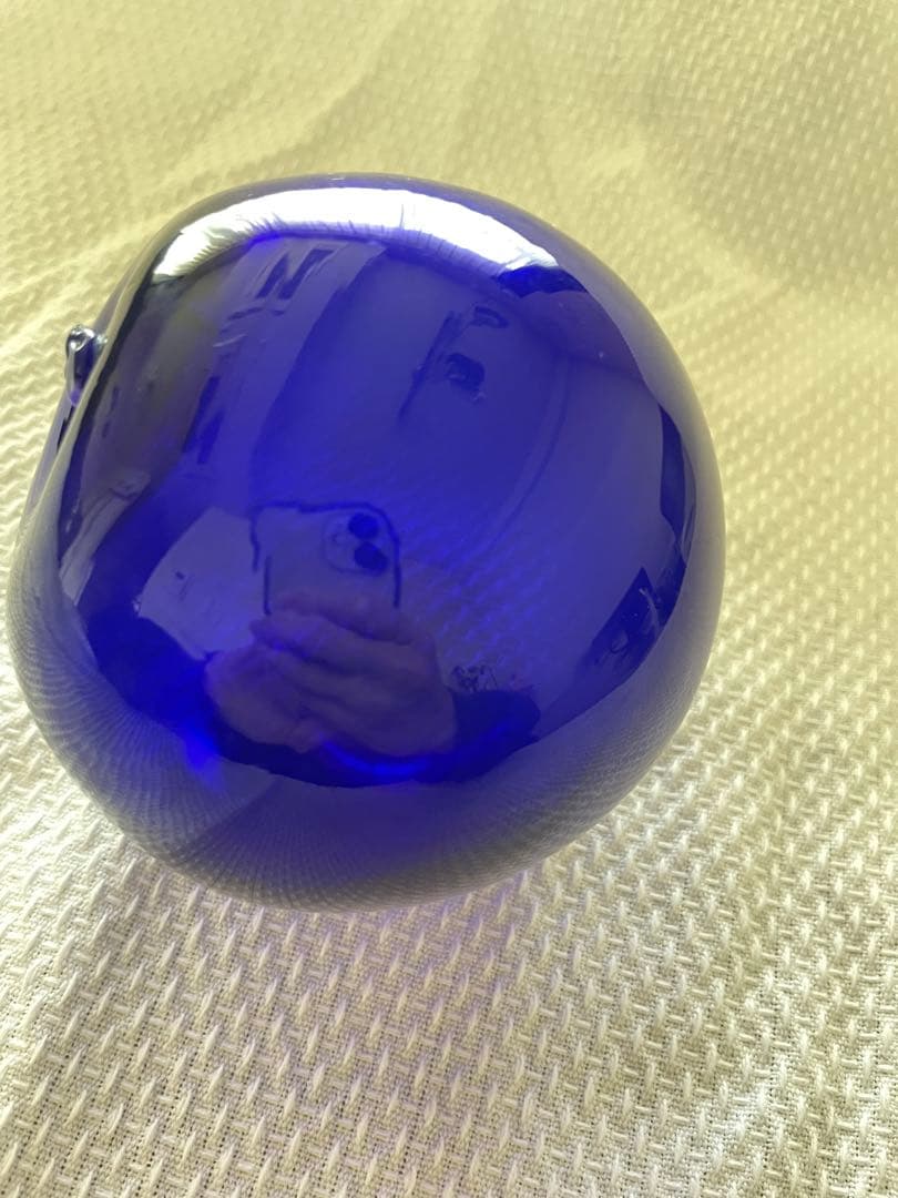 【美品・レア】デンマーク購入 ガラス製浮き球 コバルトブルー オブジェ