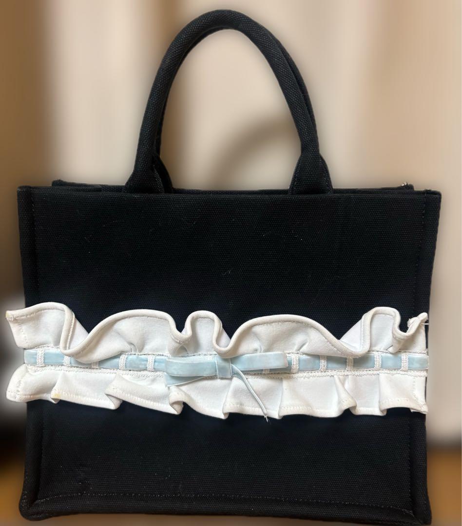 JILTU petit frill tote bag (black×blue)