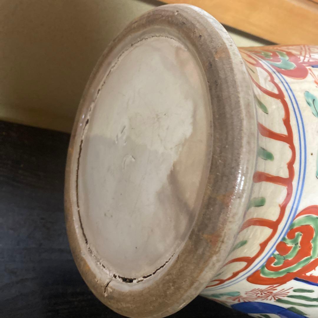 中国赤絵四耳壺30cm17cm