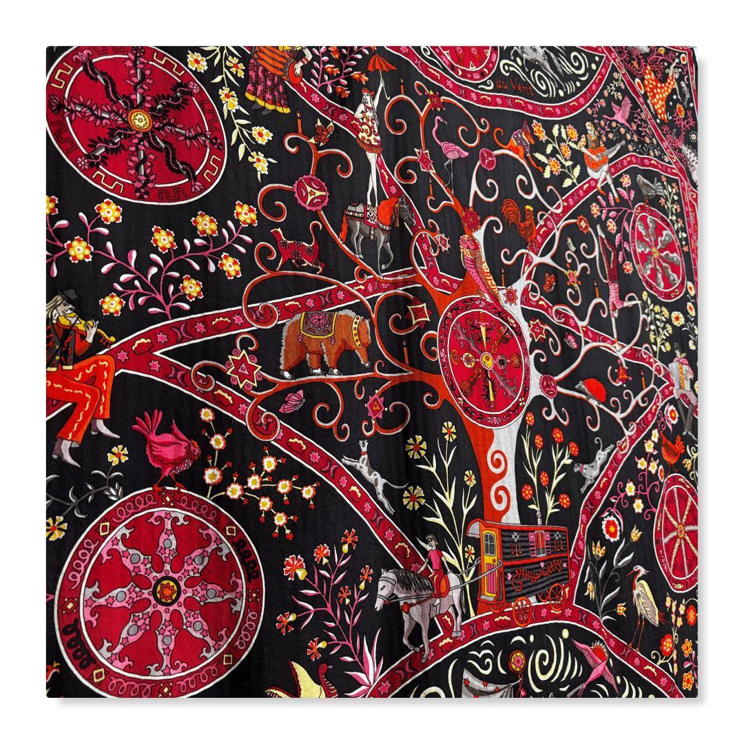 エルメス　カレ ジェアン 140　カシシル　風の民　スカーフ　赤　【美品】