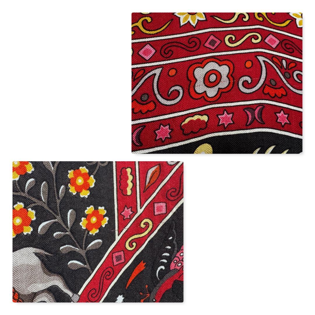 エルメス　カレ ジェアン 140　カシシル　風の民　スカーフ　赤　【美品】