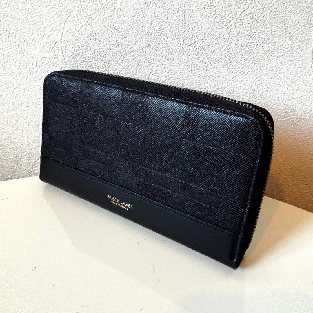 長財布　ラウンド　バーバリー　ブラックレーベル　クレストブリッジ