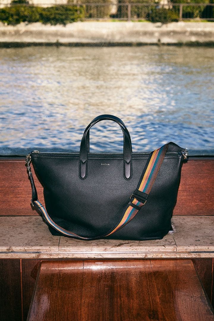 ポールスミス 2wayトートバッグ シボ革 ビジネス ブラウン マルチカラー