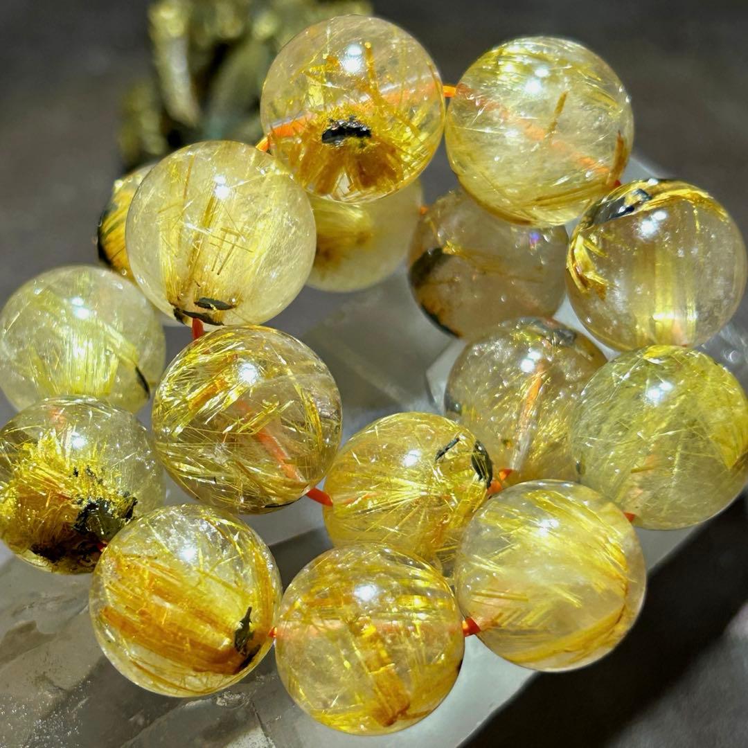 ☆ くらしのOneショップ様！福運招財宝珠⑧！太陽　タイチンゴールドルチルブレス