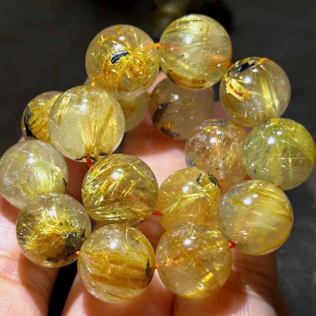 ☆ くらしのOneショップ様！福運招財宝珠⑧！太陽　タイチンゴールドルチルブレス