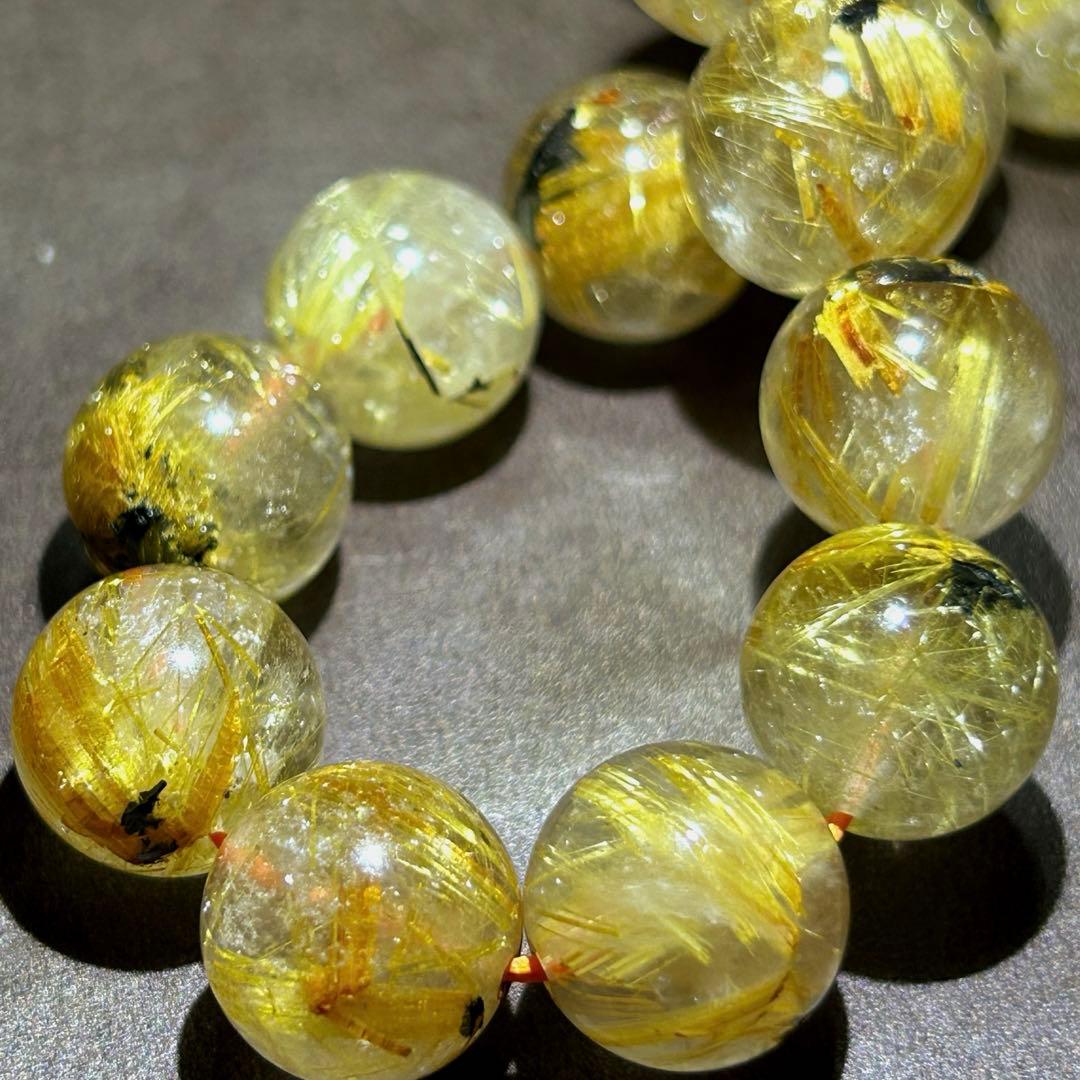 ☆ くらしのOneショップ様！福運招財宝珠⑧！太陽　タイチンゴールドルチルブレス