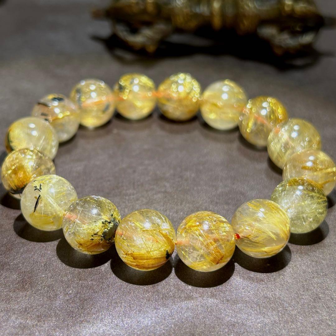 ☆ くらしのOneショップ様！福運招財宝珠⑧！太陽　タイチンゴールドルチルブレス