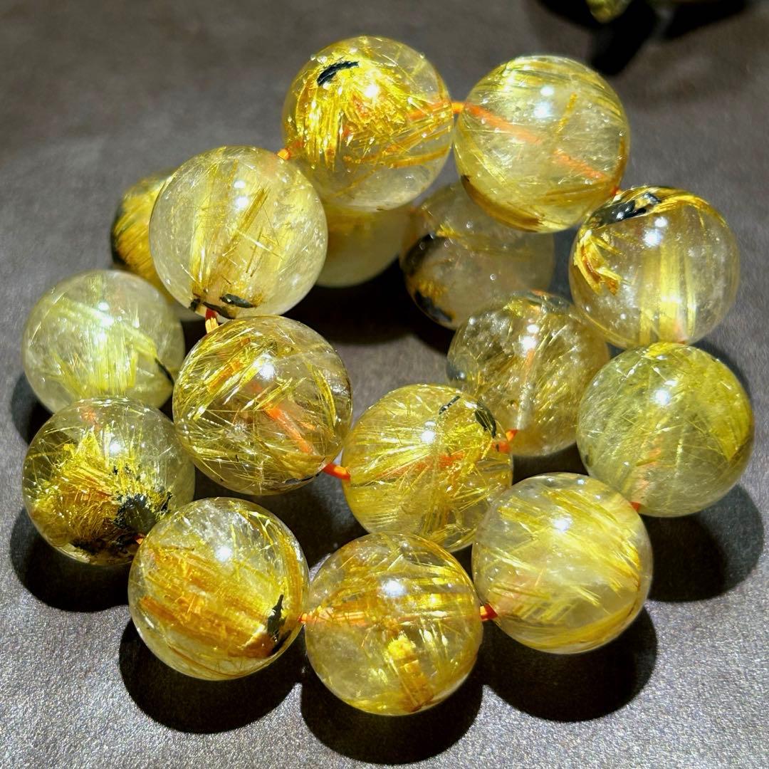 ☆ くらしのOneショップ様！福運招財宝珠⑧！太陽　タイチンゴールドルチルブレス