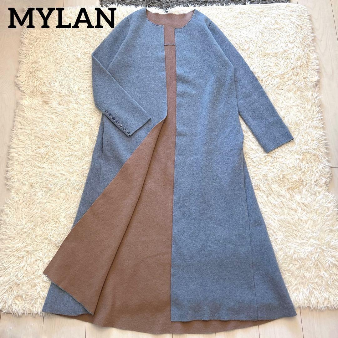 MYLAN マイラン　カシミヤノーカラーニット　リバーコート　カーディガン