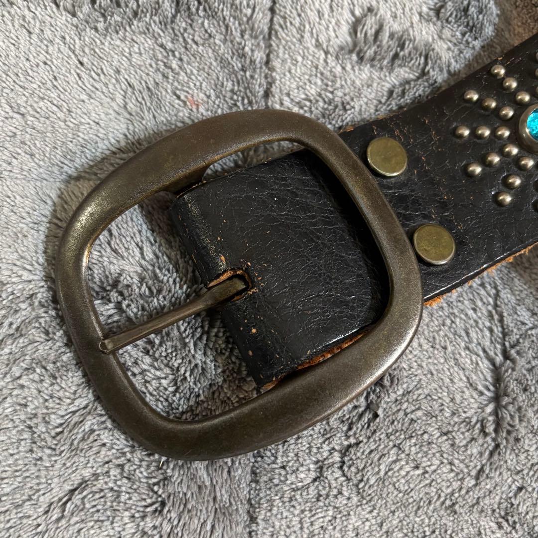Y2K ローズボール購入　黒✖️スティングレイ　レザースタッズベルト　HTC