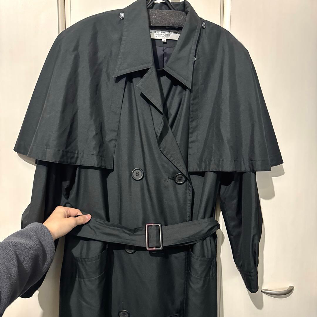 Dior 黒 シルク100% トレンチコート