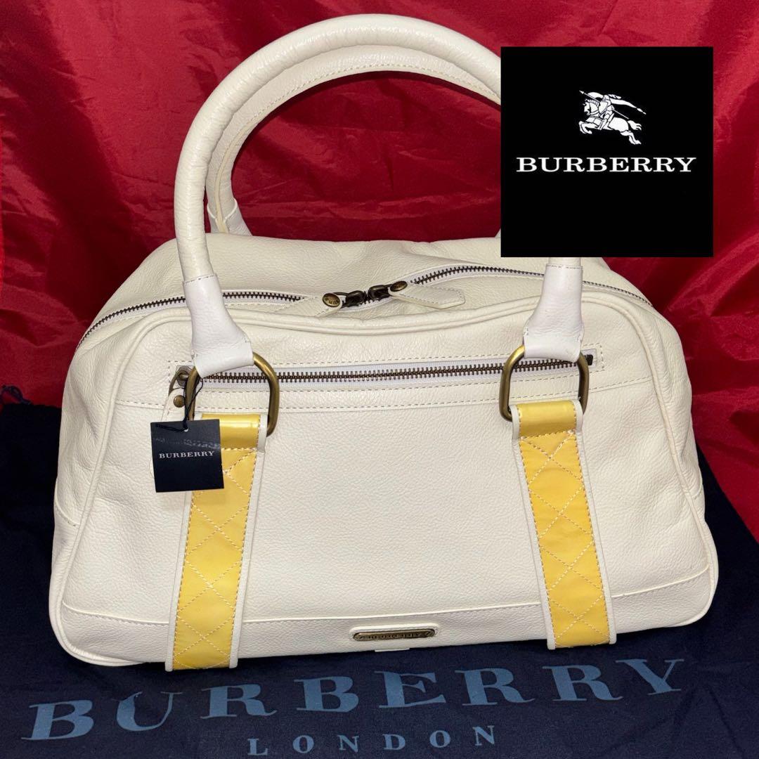 Burberry☆ホワイトレザーボストンバッグ 未使用