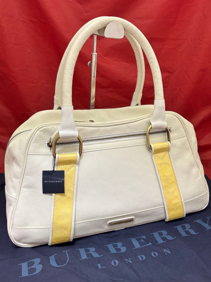 Burberry☆ホワイトレザーボストンバッグ 未使用