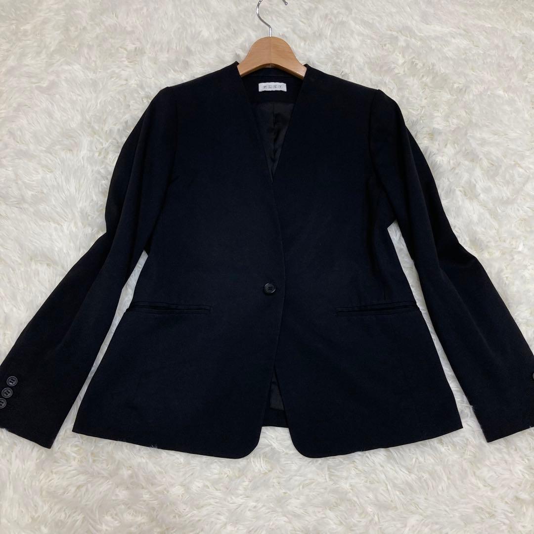 PLST プラステ ノーカラー ジャケット パンツ セットアップ 黒 Lサイズ