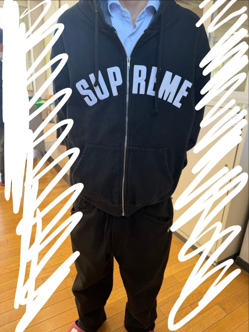 supreme アーチロゴ ジップパーカー