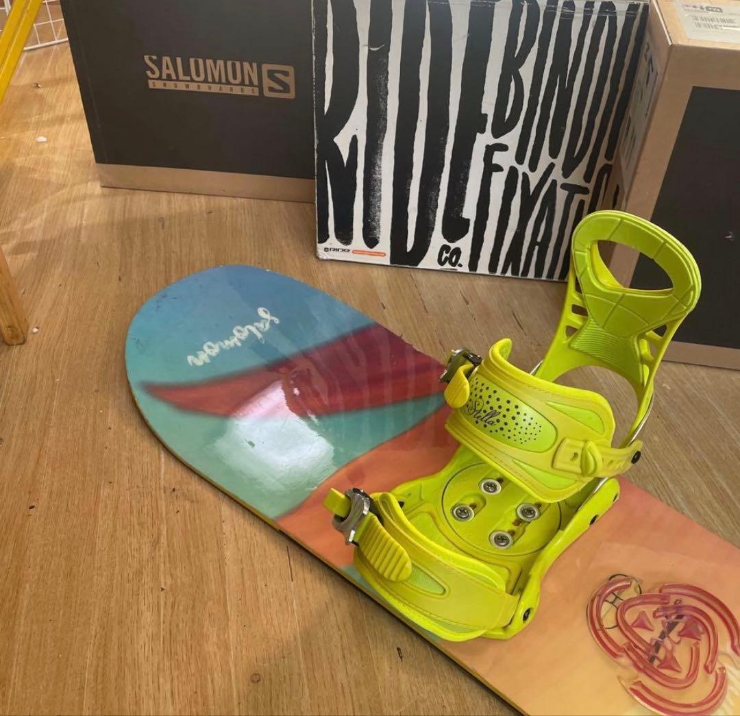 SALOMON×STELLA　希少130代　バイン付　スノーボードセット