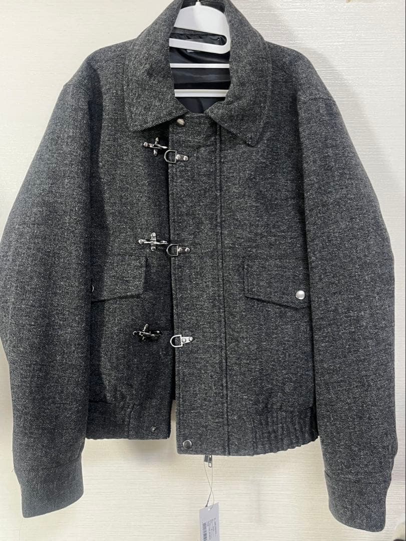 ウールブレンド　ヘリンボーンツイードファイヤーマンブルゾン