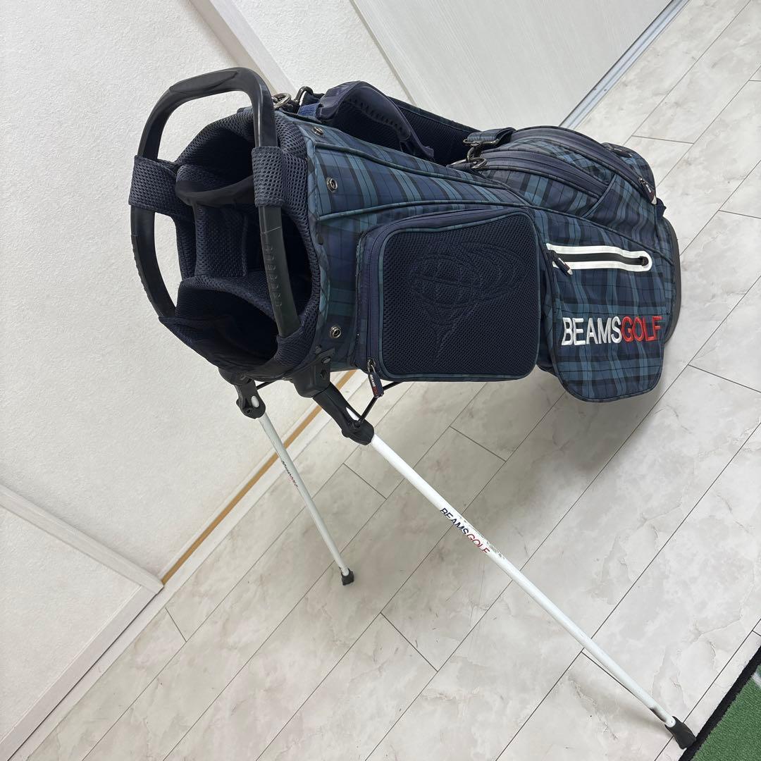 BEAMS GOLF スタンドキャディバッグ ネイビー・チェック